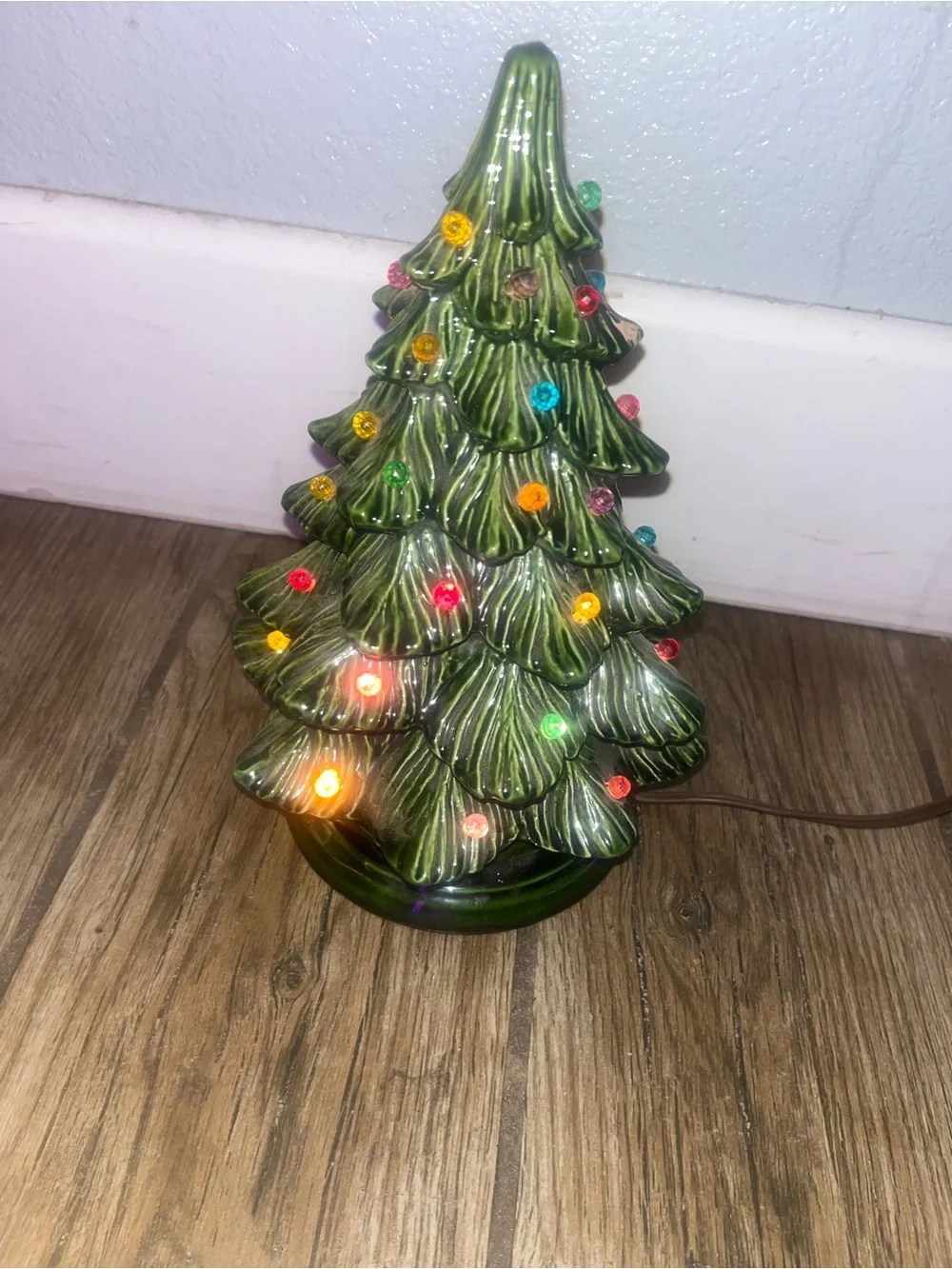 Vintage Ceramic Light-Up Christmas Tree Holiday Decor